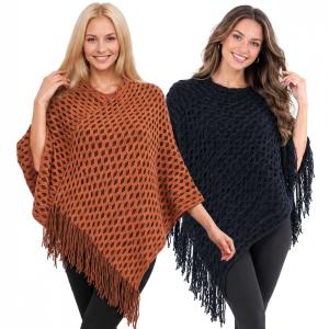 Wholesale 1585<p>Wave Overlap Knit Ponchos