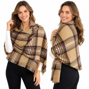 Wholesale 9753 - Plaid  Winter Shawl