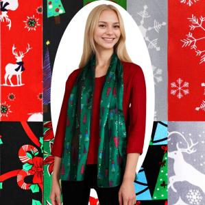 Wholesale 2659 <p> Holiday Print Scarves