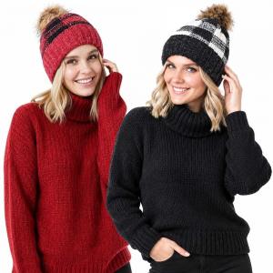 Wholesale 8712<p>Buffalo Check Knit Hats