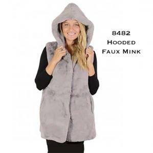 Wholesale 8482Hooded Faux Mink Vests
