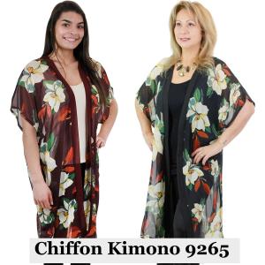 Wholesale 9265<P> Flower Print Chiffon Kimono