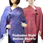 3109 - Pashmina Style Button Poncho/Shawl