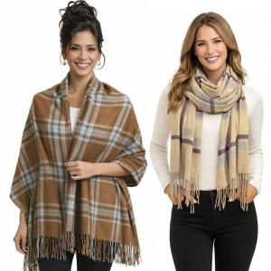 Wholesale 3170 <p>Plaid Cashmere Blend Shawls