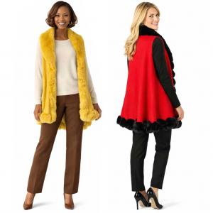 Wholesale LC11<p>Faux Rabbit Trim Vests