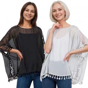 1C73<p>Open Shoulder Chiffon Poncho