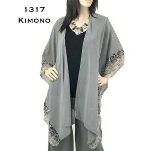 1317 <p> Chiffon Solid w/ Reptile Border Kimonos