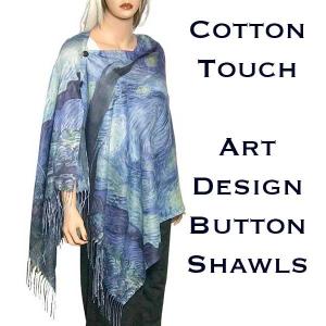 3234 <p> Art Design Cotton Touch Button Poncho/Shawl