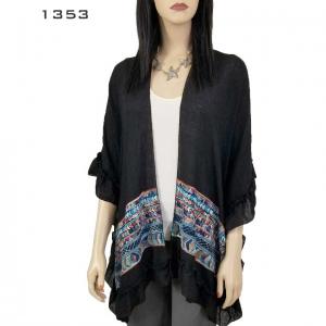 Wholesale 1353 <p> Ruffled Embroidered Kimono-Cotton Feel <p>
CLEARANCE SALE