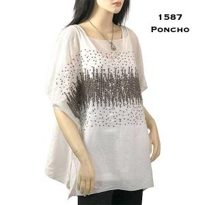 Wholesale 1587<p>Cotton Feel Sparkle Poncho