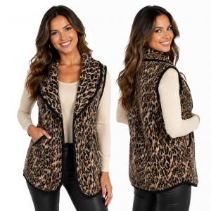 Wholesale 9415 - Leopard Print Vest with Toggle Clasp