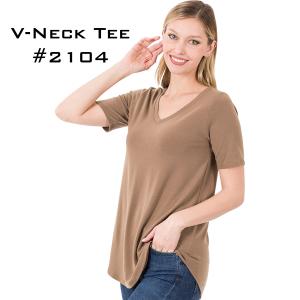 Wholesale 2104 <p>Short Sleeve Round Hem V-Neck Tees