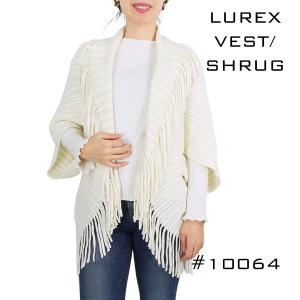10064 <p> Lurex Knit Vest/Shrug w/Tassels
