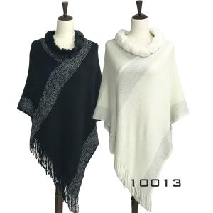 10013 <p> Cashmere Feel Ponchos w/Fur and Sparkle