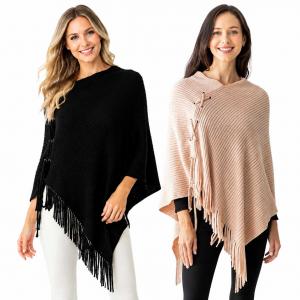 Wholesale 5004 <p> Knit Poncho w/Tie Embellishment