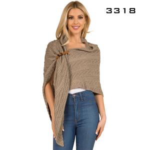 Wholesale 3318  Cable Knit Triangle Wrap
