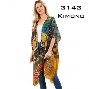 3143 <p> Abstract Jewel Tone Kimono