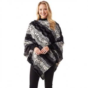 Wholesale 1253<p>Animal Print Faux Fur Poncho