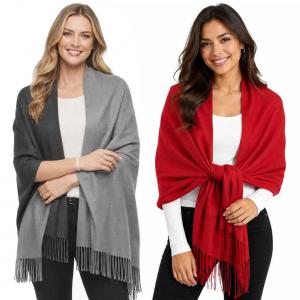 Wholesale 3713<p>Cashmere Blend Shawls <p> Solid and Two Tone