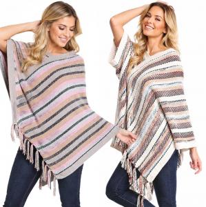 2170 <p>Chenille Striped Poncho