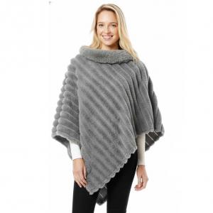 Wholesale 1301 <p> Cowl Neck Faux Fur Poncho