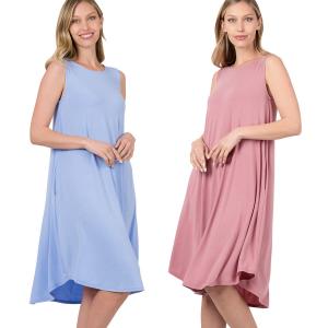 Wholesale 9000<p>Sleeveless Round Hem Dress with Pockets
