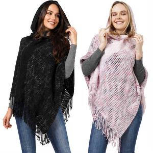 Wholesale 10855 - Knitted Hooded Poncho