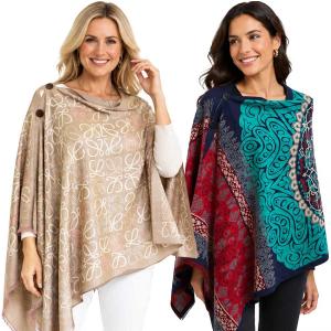 Wholesale 3916 
Silk Blend Button Shawls