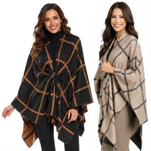 Wholesale 3919
Reversible Sueded 
Window Pane Loop Cape