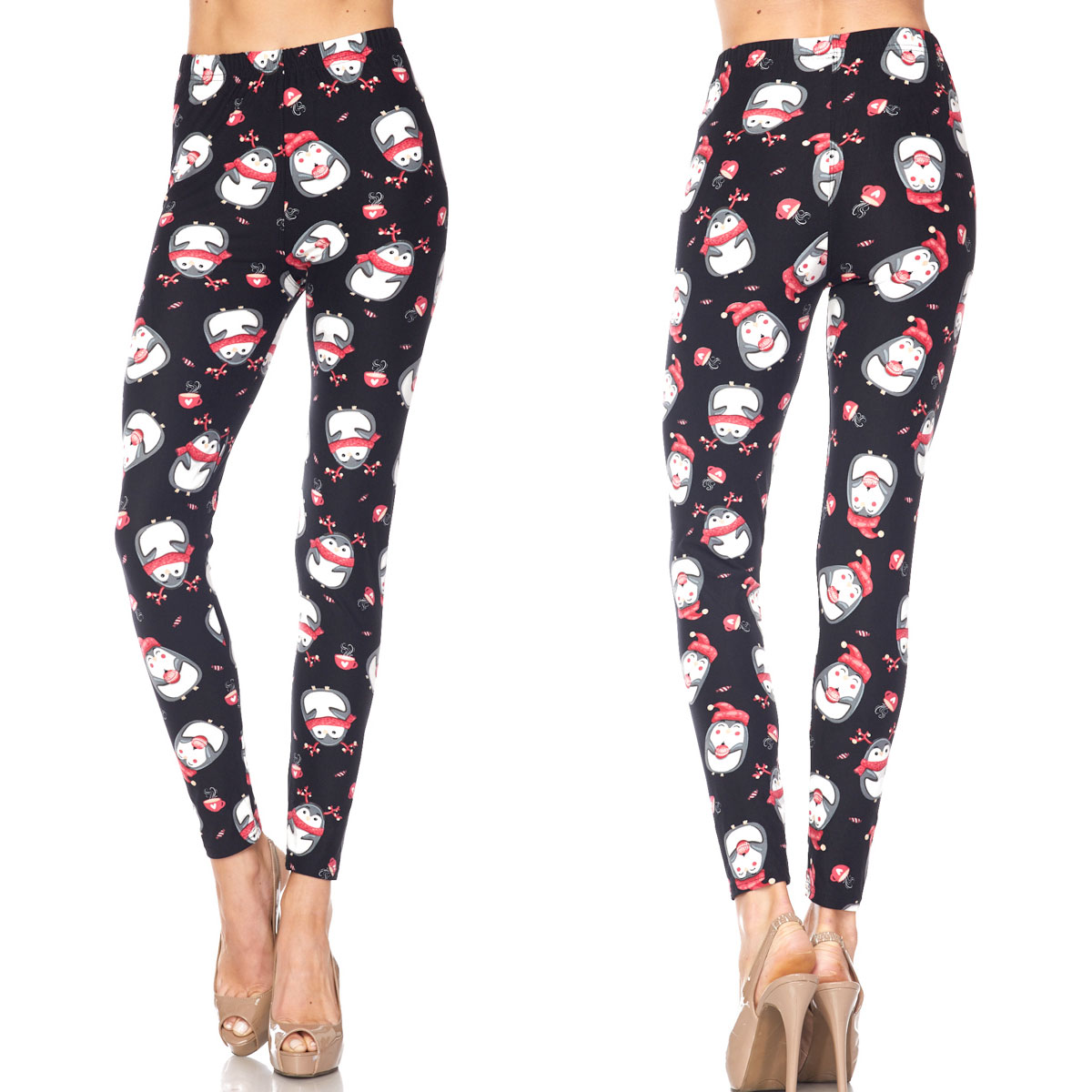 1284 - Leggings (Brushed Fiber Prints) L006 Lighthouse and Anchors Brushed Fiber Leggings - Ankle Length Print  - One Size Fits (S-L)