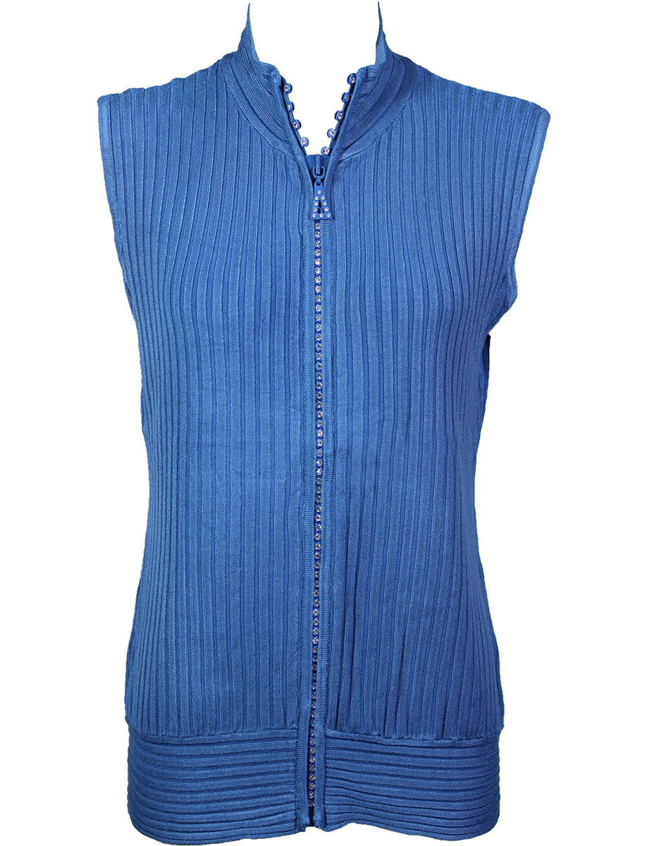 1595 - Diamond Crystal Zipper Sweater Vest 1595 - Royal Blue<br>
Crystal Zipper Sweater Vest - One Size Fits Most
