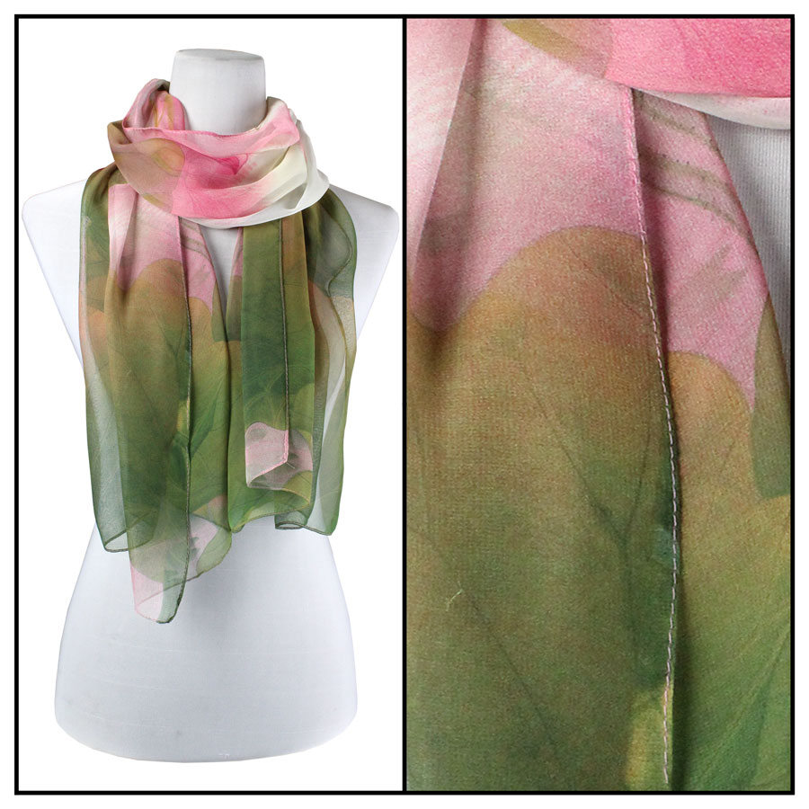 Silky Dress Scarves - 1909 PAIS01 - Paisley Green/Rust - 