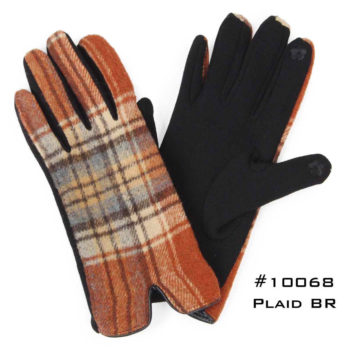 2390 - Touch Screen Smart Gloves 10068-MU<br> Mustard Plaid  - One Size Fits Most
