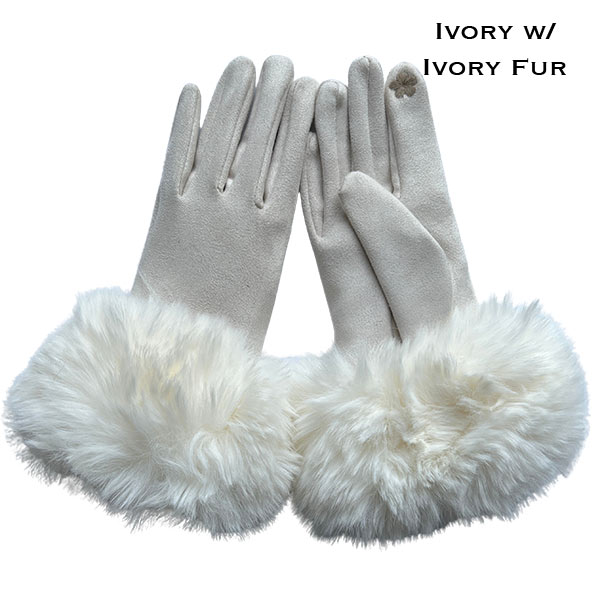 2390 - Touch Screen Smart Gloves Premium Gloves - Faux Rabbit Fur - #19 Olive - Olive Fur - One Size Fits Most