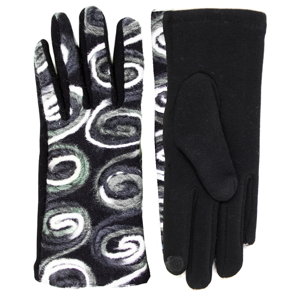 2390 - Touch Screen Smart Gloves 095 Black<br>Embroidered<br>Touch Screen Gloves   - One Size Fits Most
