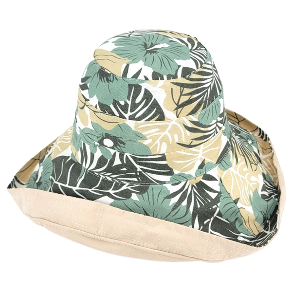 2489 - Summer Hats 1055 - Navy/Tropical Print<br> 
Reversible Bucket Hat
 - One Size Fits Most