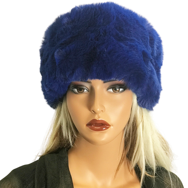 LC20013 - Faux Fur Headbands Royal <br> Faux Rabbit Fur Headband - One Size Fits Most