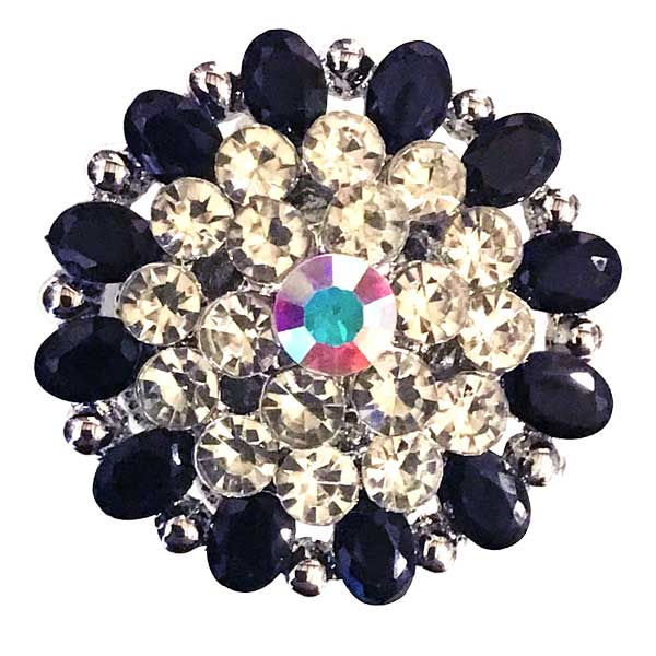 2997 - Artful Design Magnetic Brooches 564 - Black<br>Black and Crystal Flower Design - 1.5