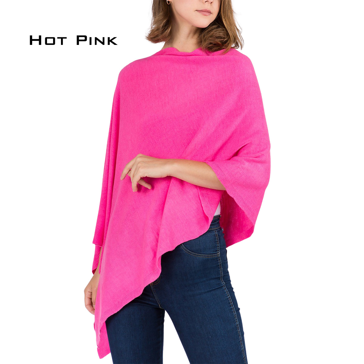 8672 - Cashmere Feel Ponchos  Cornflower Blue - One Size Fits Most