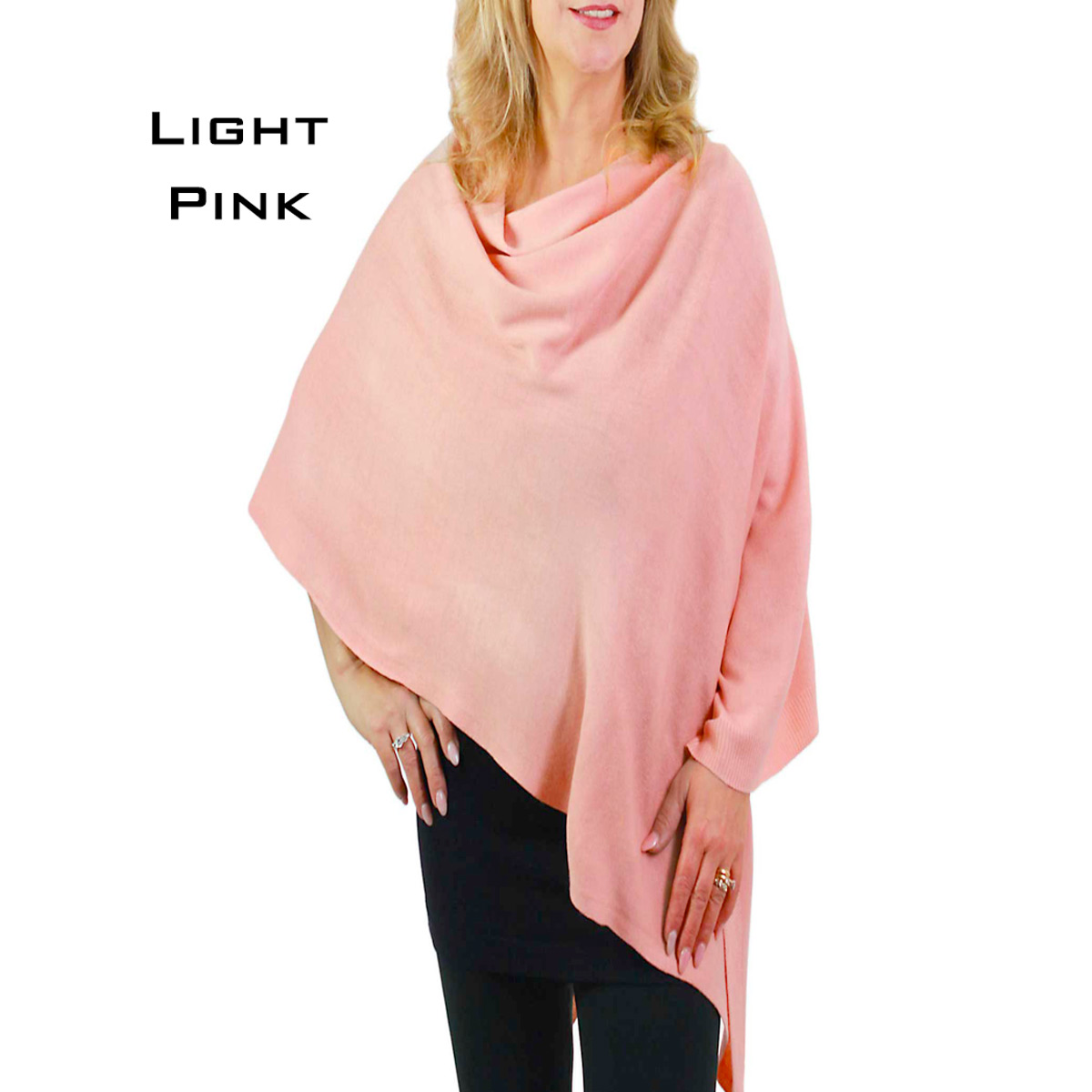 8672 - Cashmere Feel Ponchos  Baby Pink  - One Size Fits Most