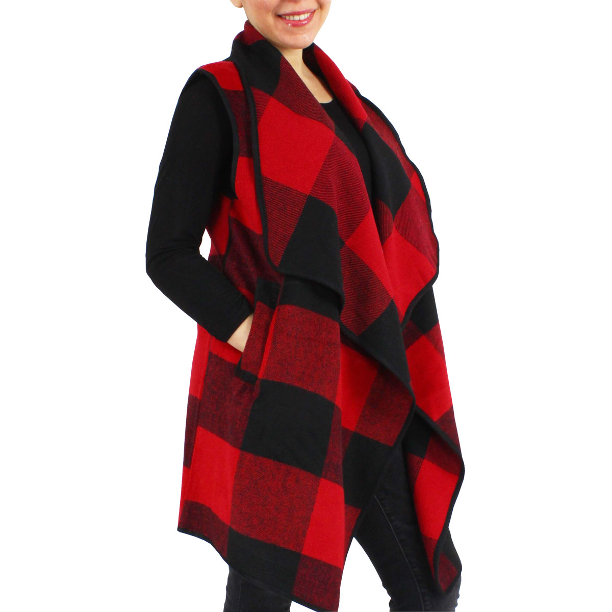 Matching Pieces for Autumn and Winter 3178 3306 BUFFALO PLAID RED/BLACK with Black Buttons - One Size Fits All