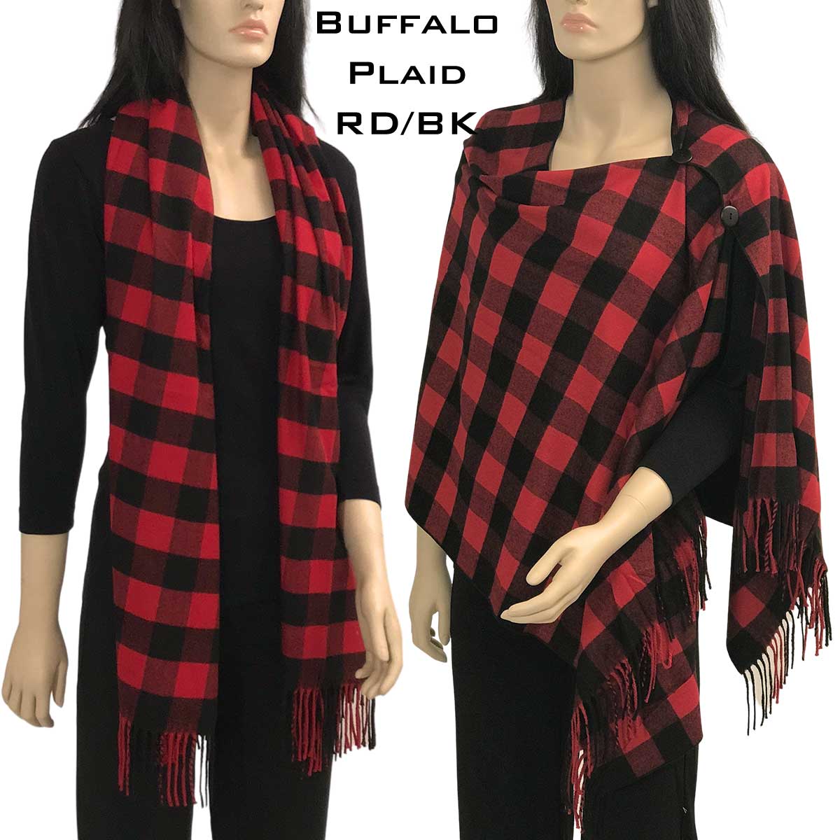 Matching Pieces for Autumn and Winter 3178 3306 BUFFALO PLAID WHITE/BLACK with Black Buttons - One Size Fits All