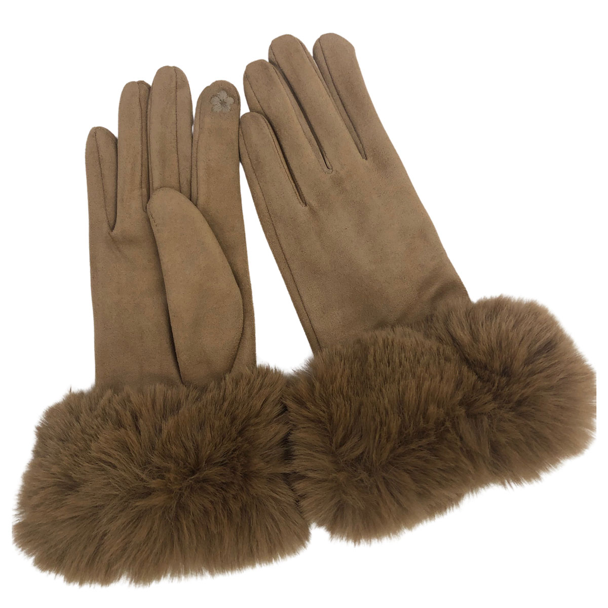 LC02 - Faux Rabbit Fur Trim Gloves #09 - Burgundy w/Burgundy Fur 13 - 