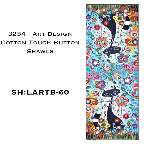 3234 - Art Design Cotton Touch Button Shawls #61 w/ Black Buttons (Cotton Feel)  - 