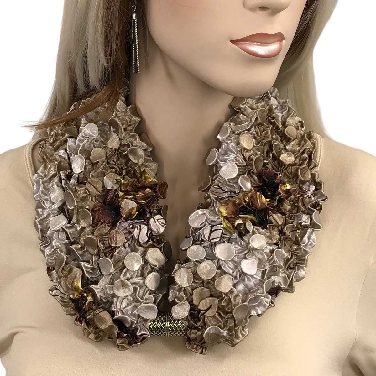 Magnetic Clasp Scarves - Coin + Bubble Satin 3302 #23 CARNATION Magnetic Clasp Scarf - Bubble Satin - 