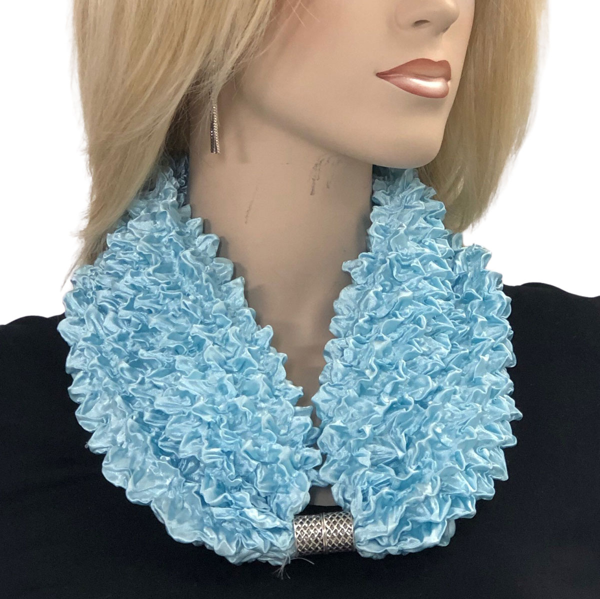 Magnetic Clasp Scarves - Coin + Bubble Satin 3302 MINT Coin Fishscale Satin Magnetic Clasp Scarf    MB - 