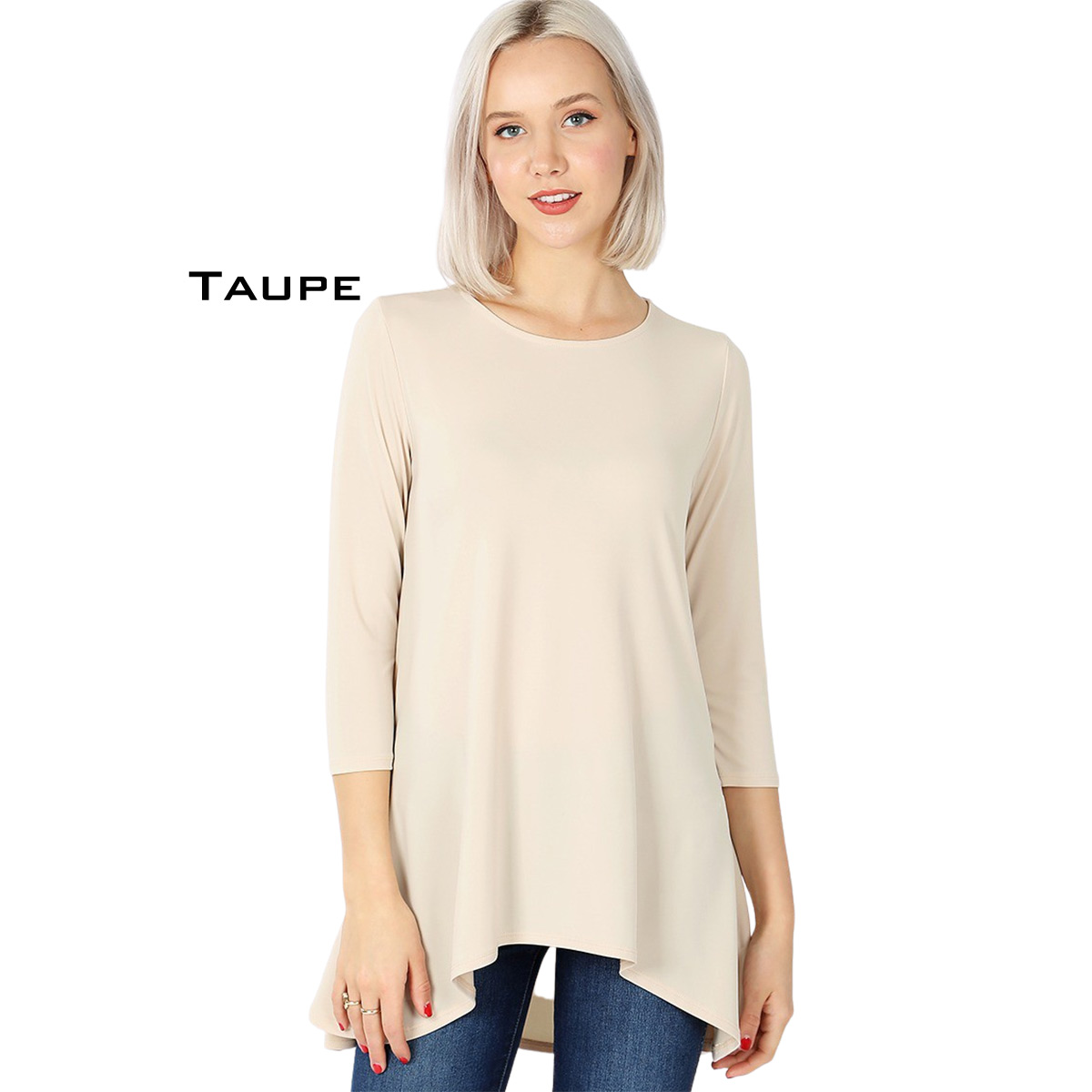 2367 - Ity High-Low 3/4 Sleeve Top ASH COPPER Ity High-Low 3/4 Sleeve Top 2367 - X-Large