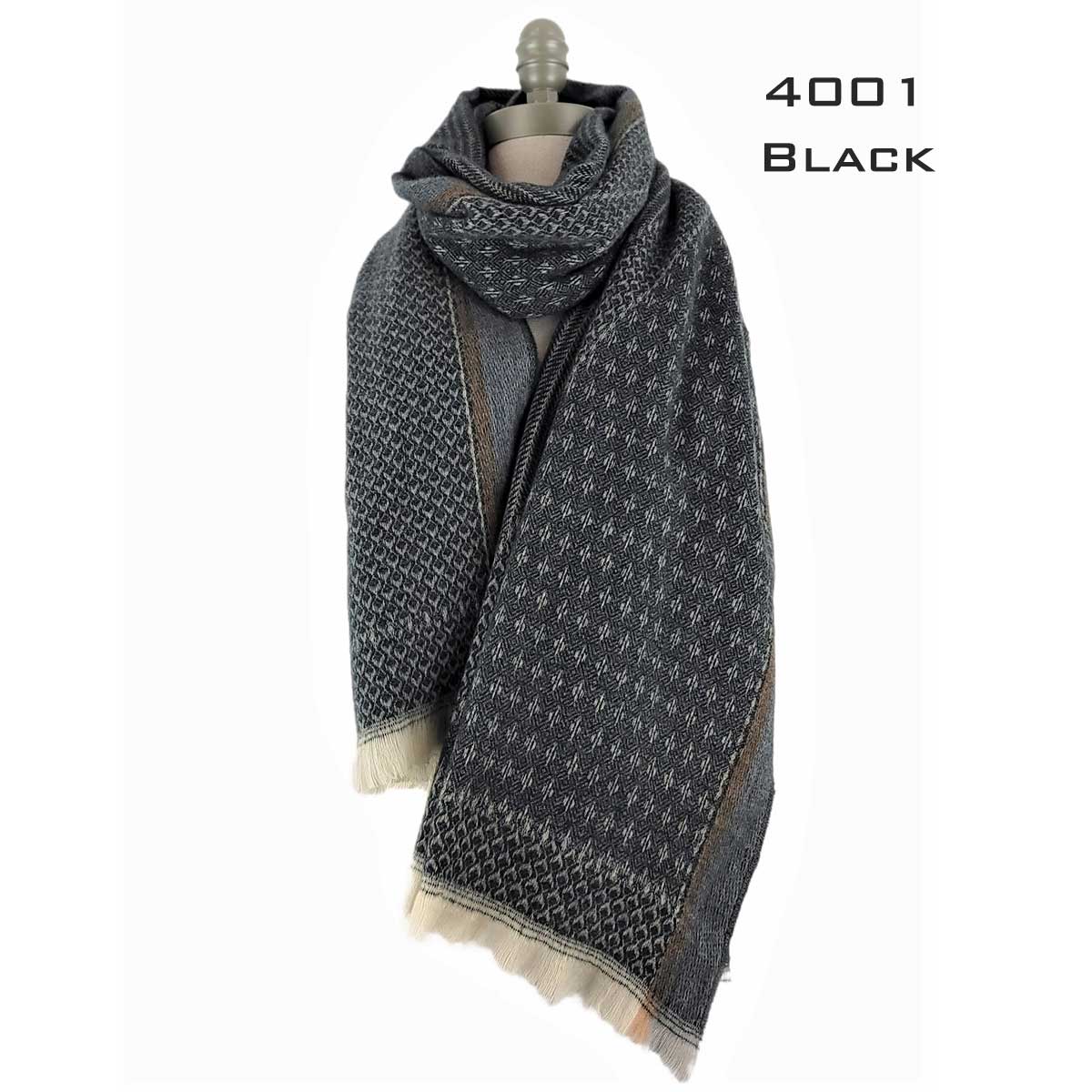 4001 - Cashmere Touch Printed Shawl 4001 - Black<br> 
Cashmere Touch Printed Shawl - 27