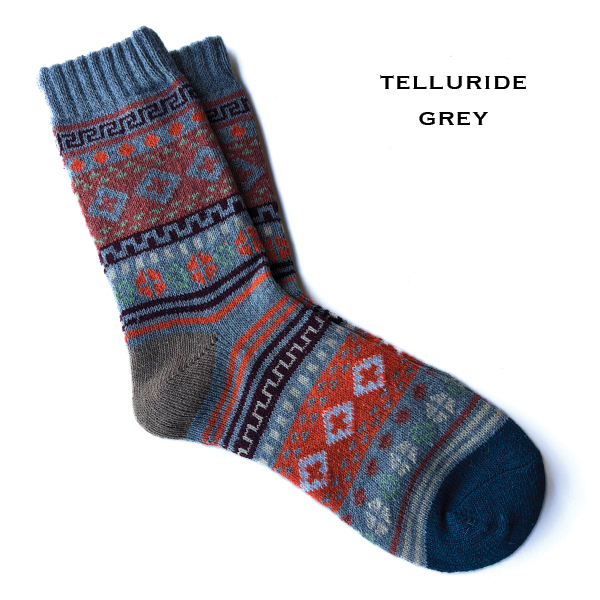 3748 - Crew Socks Telluride Grey Multi - Woman's 6-10
