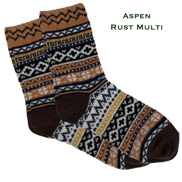 3748 - Crew Socks Aspen Rust Multi  - Woman's 6-10